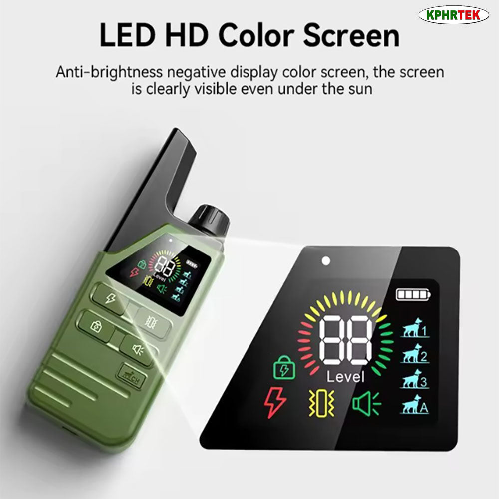 JMA Pet Goods D800 dog training collar remote with LED HD color screen showing mode and level