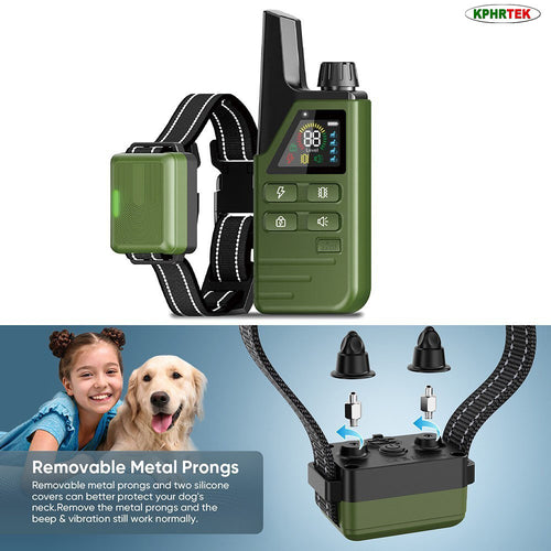 JMA Pet Goods D800 dog training collar receiver with removable metal prongs and silicone covers