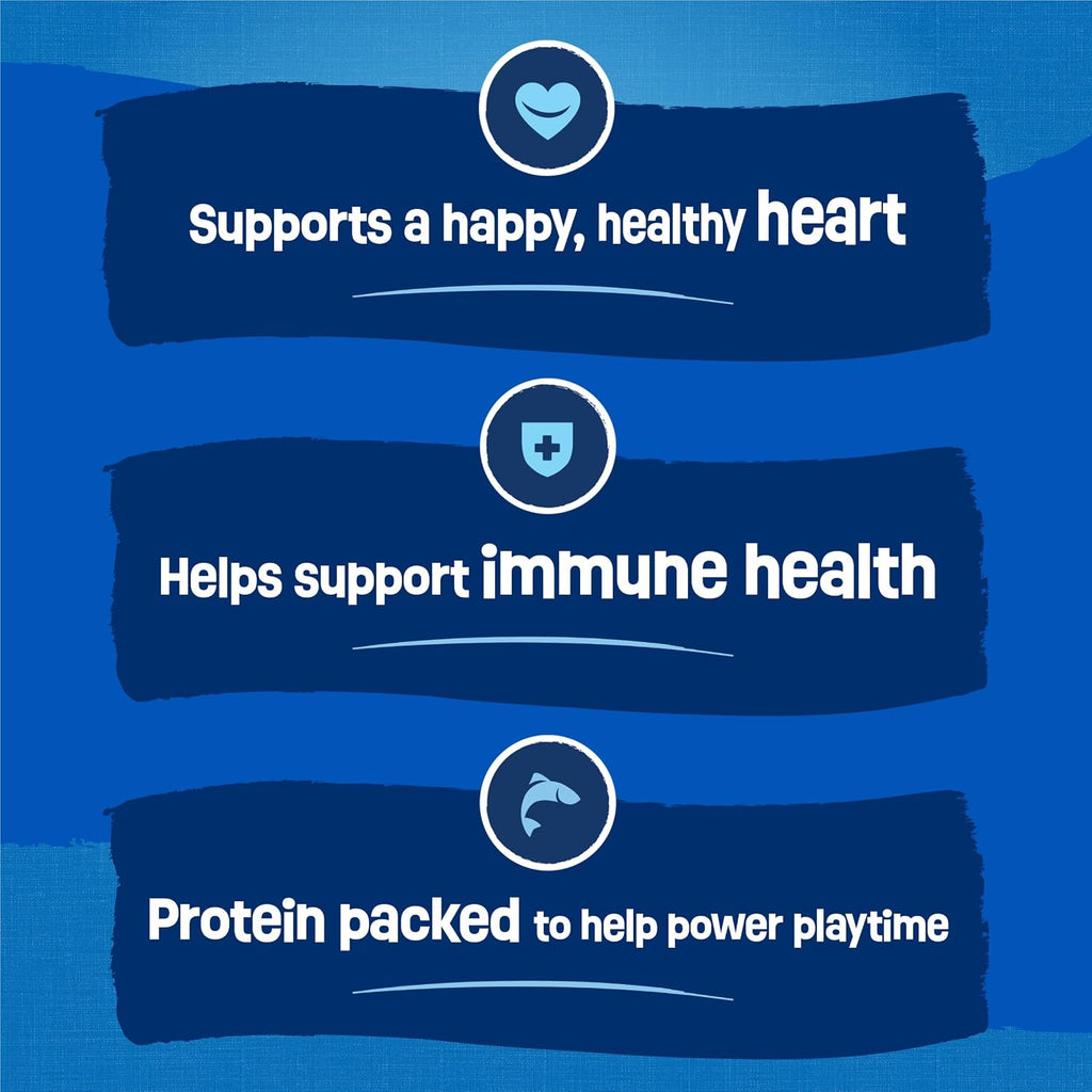 JMA Pet Goods Friskies Seafood Sensations benefits: supports a healthy heart, immune health and protein for playtime