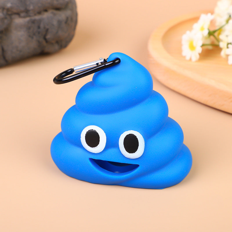 JMA Pet Goods blue poop shaped dog poop bag dispenser with carabiner clip