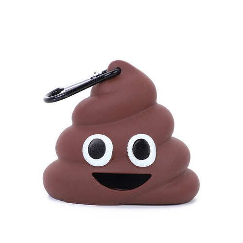 JMA Pet Goods brown poop shaped dog poop bag dispenser with black carabiner clip