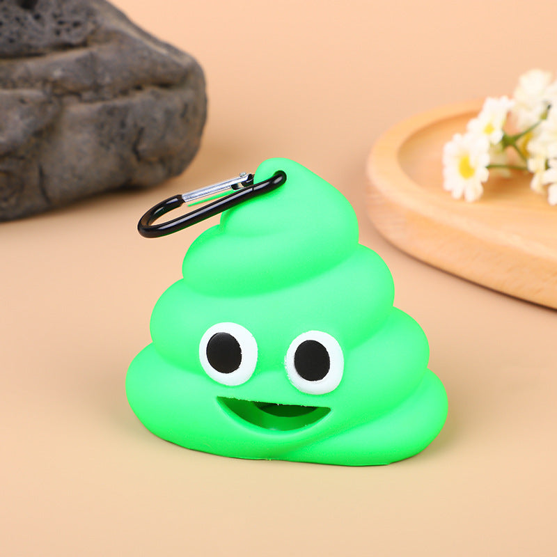JMA Pet Goods green poop shaped dog poop bag dispenser with carabiner clip