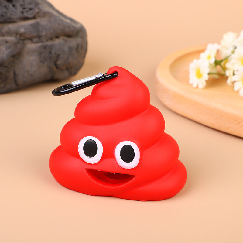 JMA Pet Goods red poop shaped dog poop bag dispenser with carabiner clip