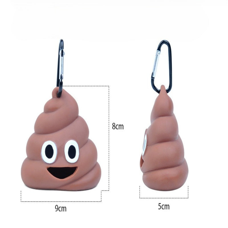 JMA Pet Goods poop shaped bag dispenser size: 9 cm wide, 8 cm high and 5 cm deep