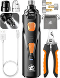 JMA Pet Goods S5 Pro electric dog nail grinder kit with nail clipper, 3 diamond grinding bits, dust cap, USB cable and storage pouch