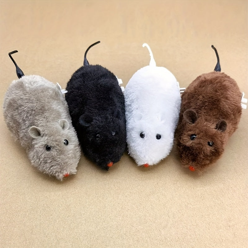 JMA Pet Goods wind-up mouse cat toys in four colors: grey, black, white and brown